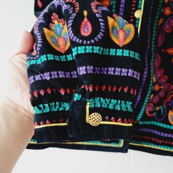 Vintage Saxton Hall Velvet Ethnic Print Jacket - Picture 5 of 10